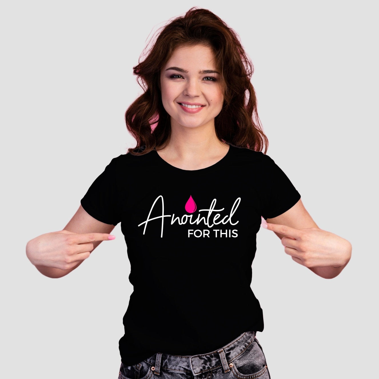 Black & Bright Pink Drip "Anointed for This" T-Shirt