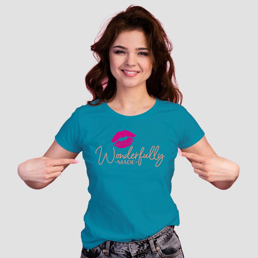 Bold Turquoise Bold Lip "Wonderfully Made" T-Shirt